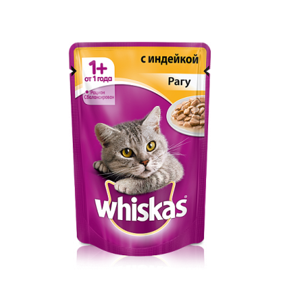 Whiskas для кошек рагу с индейкой 85 гр.
